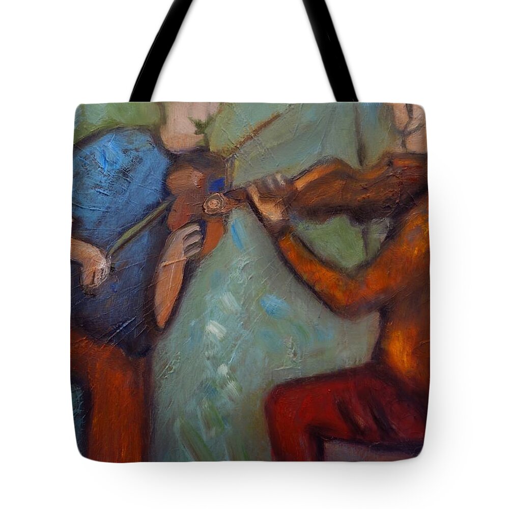 Oil Painting Tote Bag featuring the painting Playin those green tunes by Suzy Norris