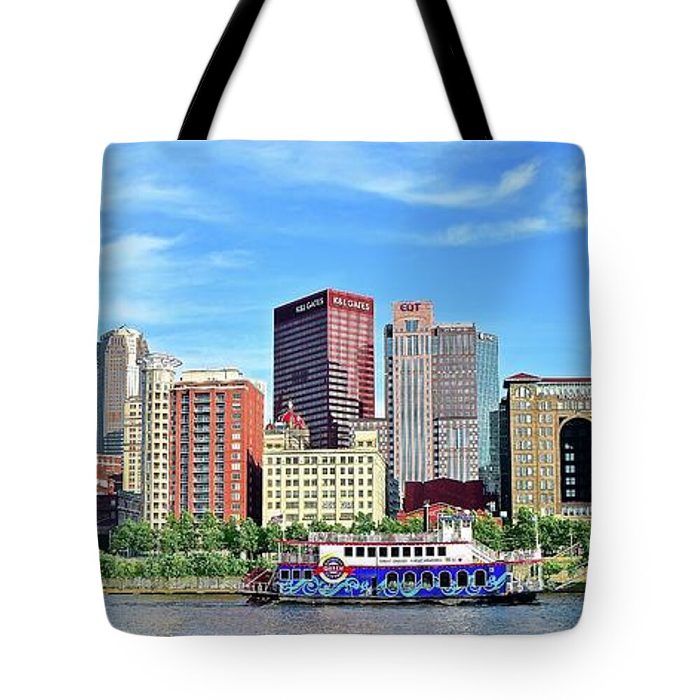 Pittsburgh Tote Bag featuring the photograph Pleasant Pittsburgh Pano by Frozen in Time Fine Art Photography