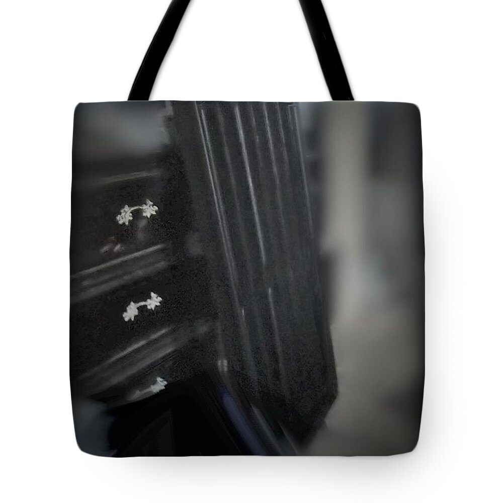 Poltergeist Tote Bag featuring the digital art Poltergeist Shelf Haunted House by Delynn Addams