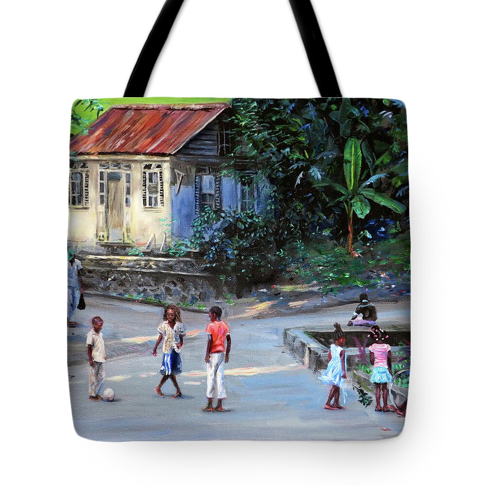 Caribbean Art Tote Bag featuring the painting Pon Lepotek #2 by Jonathan Gladding