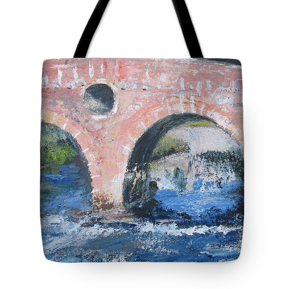 Acrylic Tote Bag featuring the painting Ponte Pietra by Paula Pagliughi