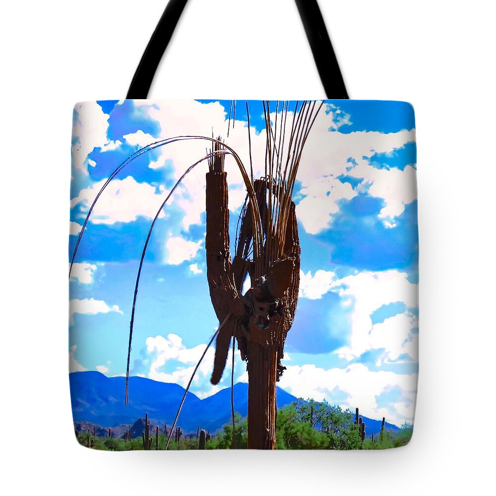 Arizona Tote Bag featuring the photograph Poor Pretty Saguaro by Judy Kennedy