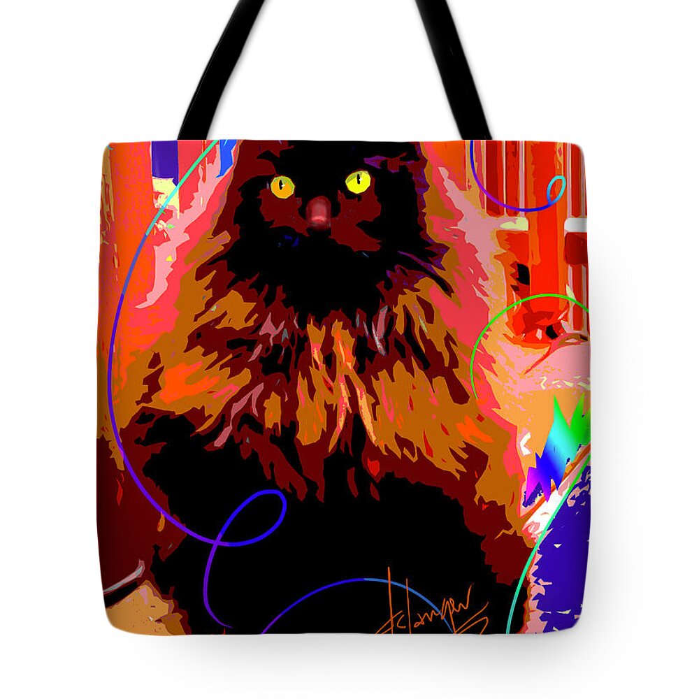 Dizzycats Tote Bag featuring the painting POP CAT Delilah by DC Langer