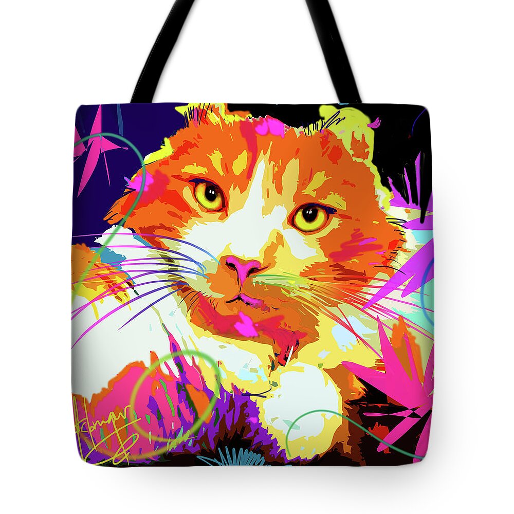 Dizzycats Tote Bag featuring the painting pOpCat Freeway, rescued from the freeway by DC Langer
