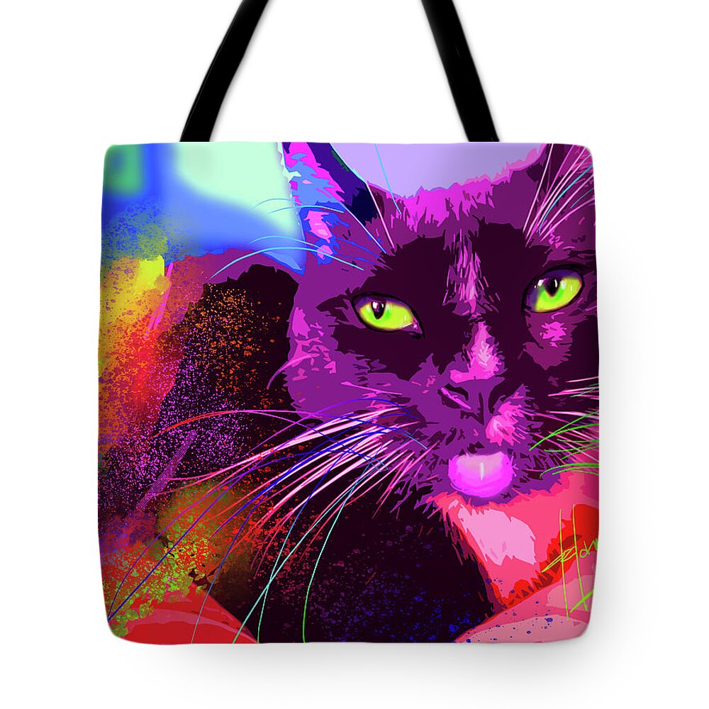 Beep Tote Bag featuring the painting pOpCat Kutzu by DC Langer