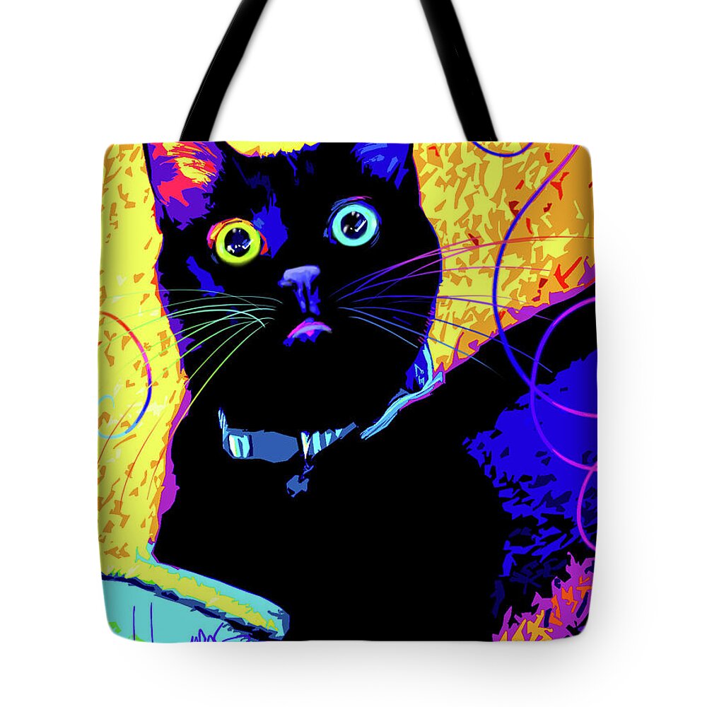 Olive Tote Bag featuring the painting pOpCat Olive by DC Langer