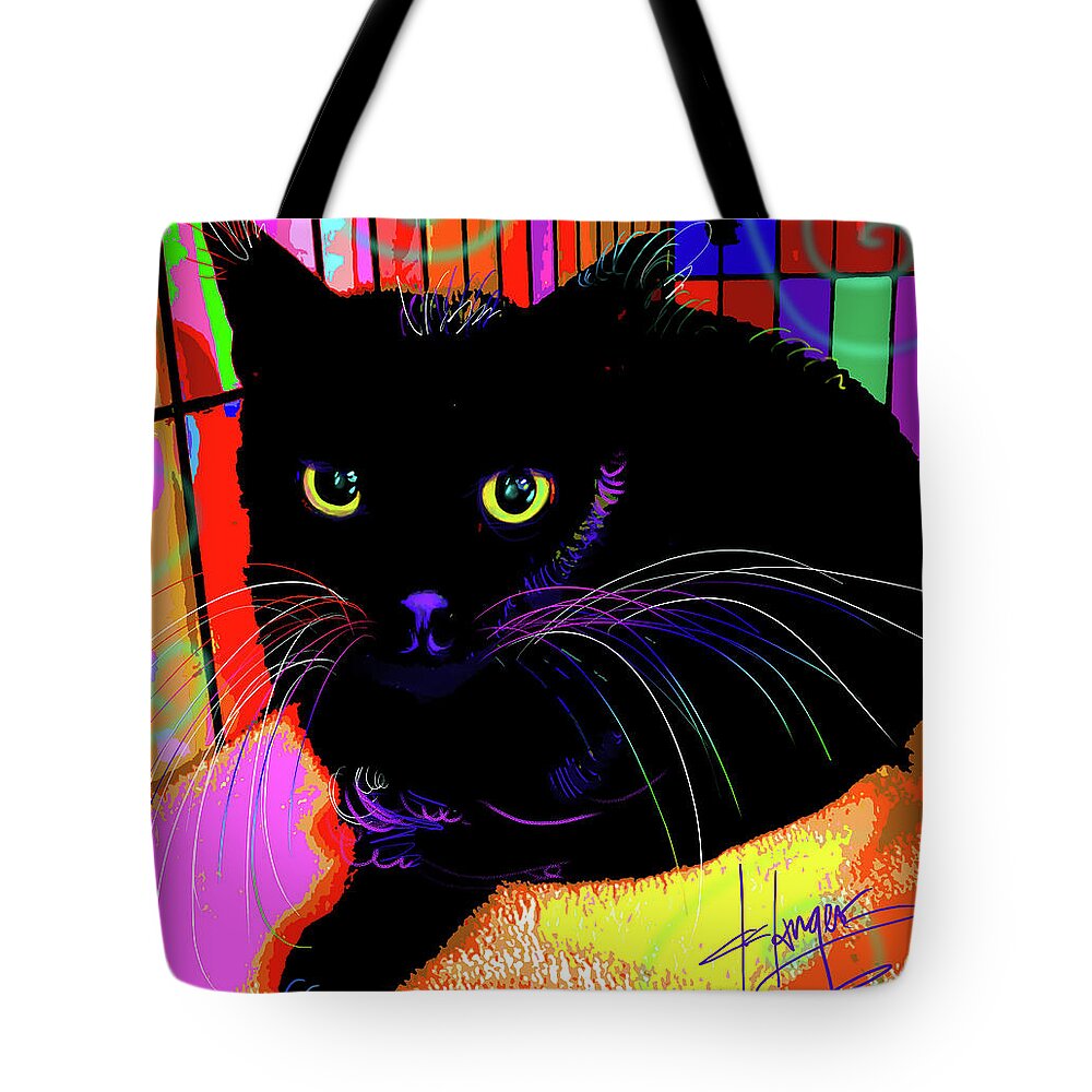 Raven Tote Bag featuring the painting pOpCat Sweet Baby Raven by DC Langer