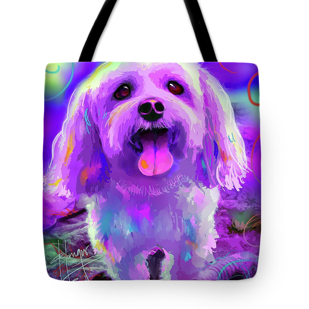 Scout Tote Bag featuring the painting pOpDog Scout by DC Langer