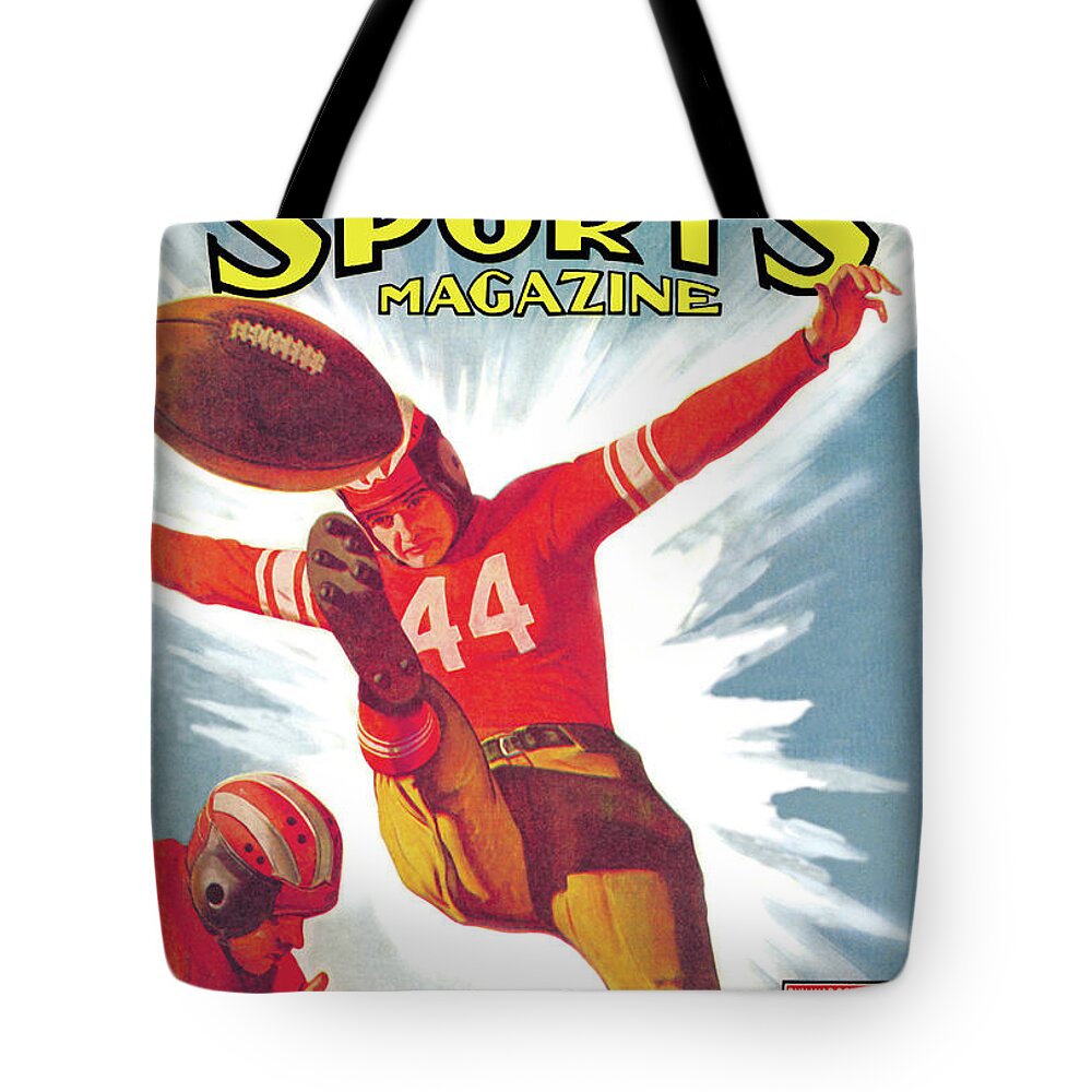 Punter Tote Bag featuring the painting Popular Sports Magazine by Unknown
