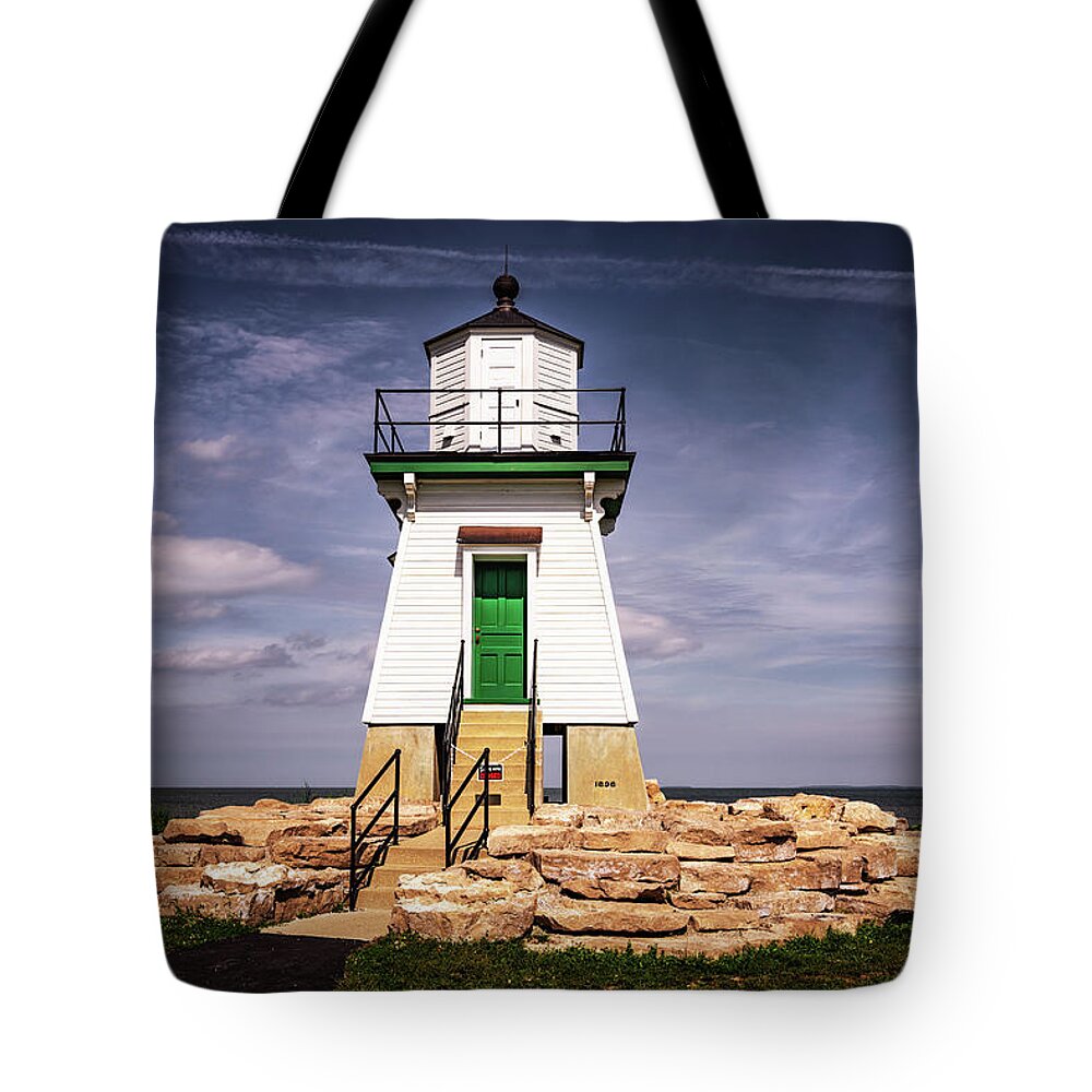 Ohio Tote Bag featuring the photograph Port Clinton Lighthouse by Framing Places