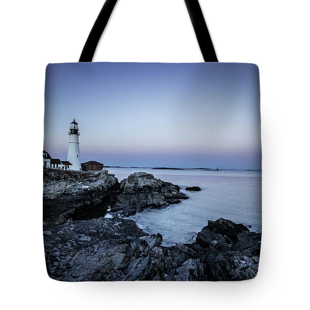 Portland Head Light Tote Bag featuring the photograph Portland Head Light by George Kenhan