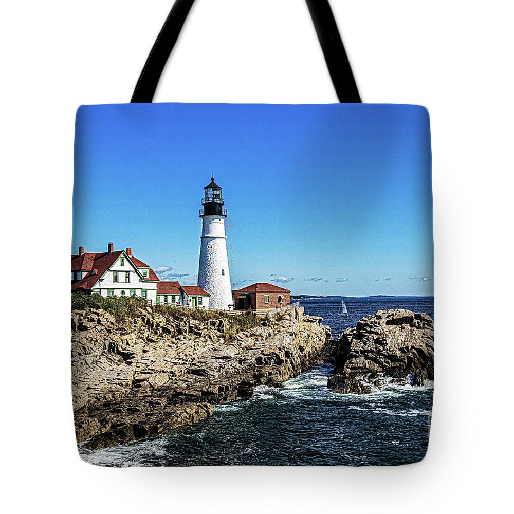 Architecture Tote Bag featuring the photograph Portland Head Lighthouse, Cape Elizabeth, Maine by Thomas Marchessault