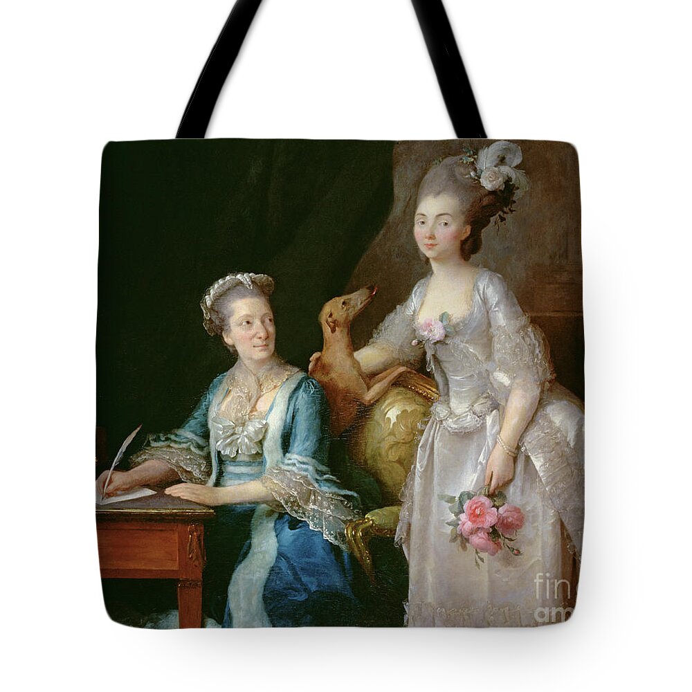 18th Century Tote Bag featuring the painting Portrait Of An Elderly Lady With Her Daughter by Anne Vallayer-coster