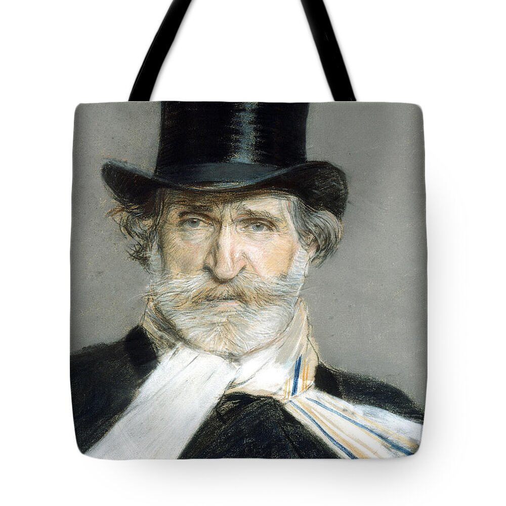 Composer Tote Bag featuring the painting Portrait of Giuseppe Verdi in 1886 by Giuseppe Boldini