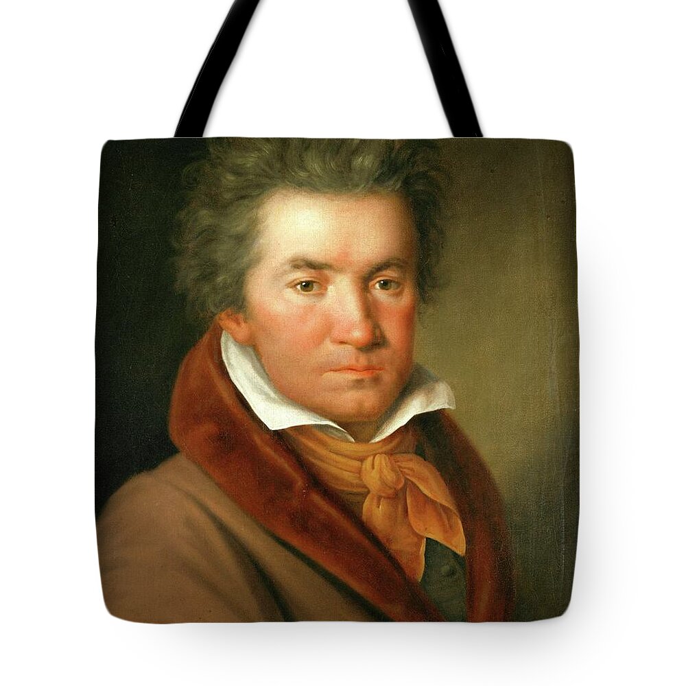 Ludwig Van Beethoven Tote Bag featuring the painting Portrait of Ludwig van Beethoven -1770 - 1827- German composer and pianist., Artist unknown. by Album