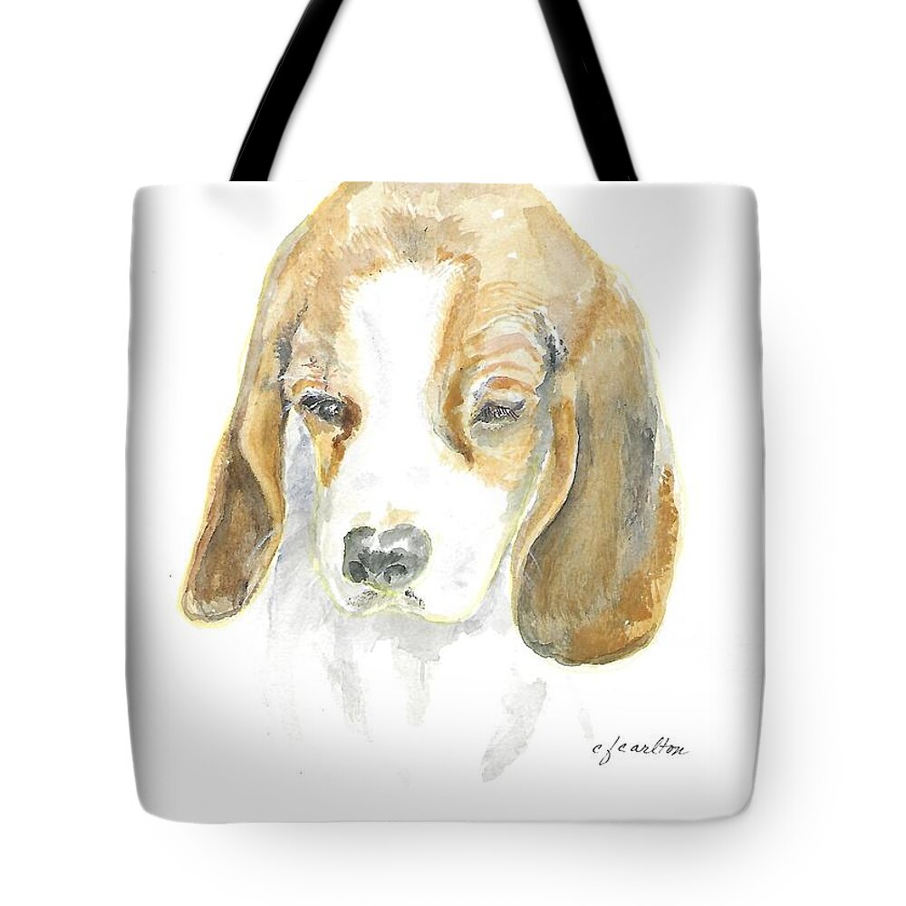 Puppy Tote Bag featuring the painting Pound Puppy - Watercolor by Claudette Carlton