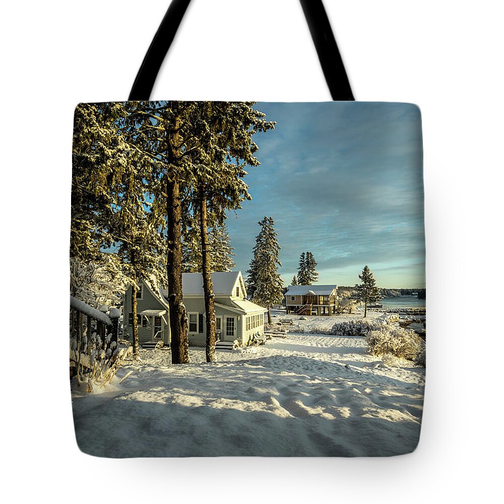 Waking Up To A Beautiful Morning A Day After A Full Day Of Snowing. Priceless! Tote Bag featuring the photograph Powdered Snowy Morning by George Kenhan