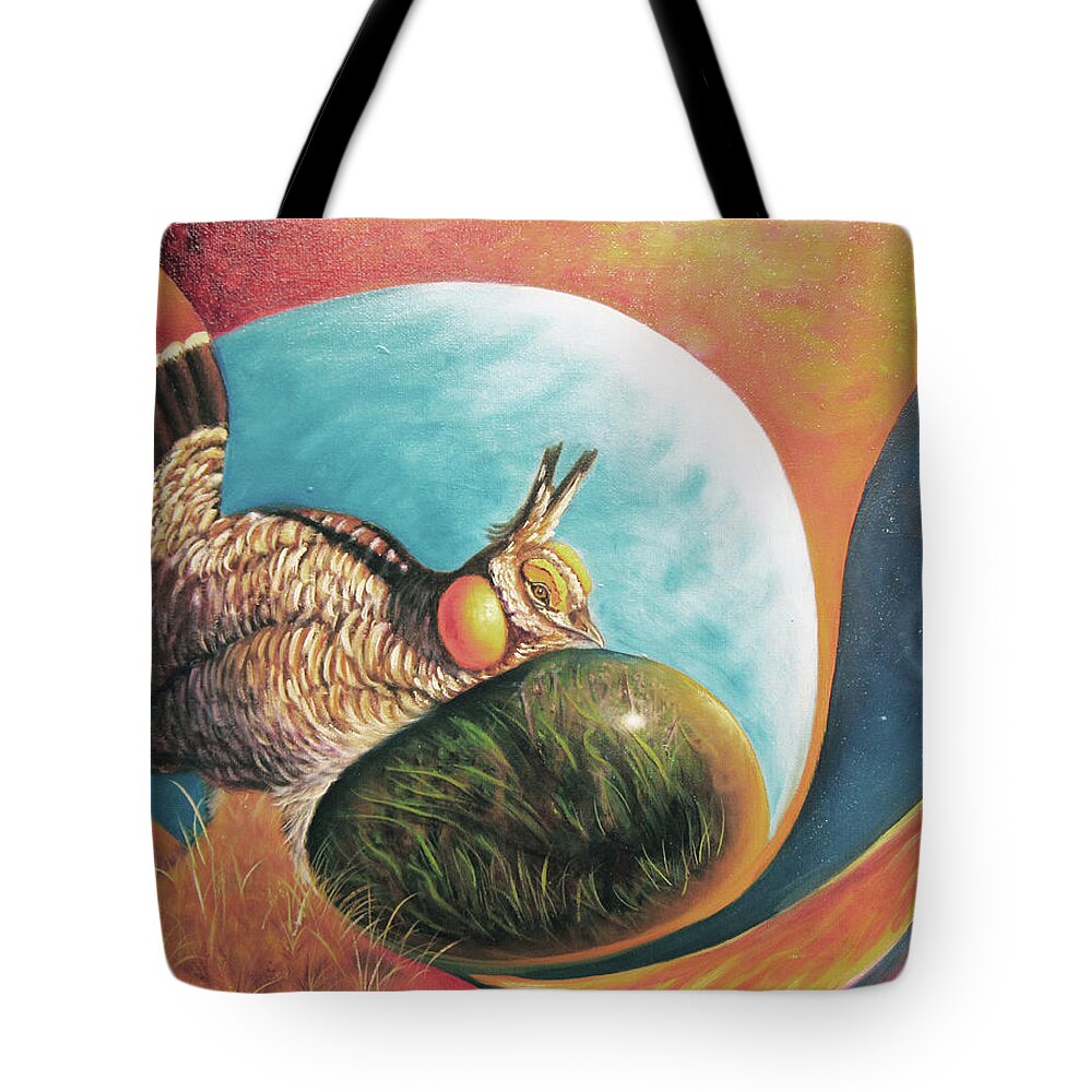 Prairie Hen Tote Bag featuring the painting Prairie Hen by Sherry Strong