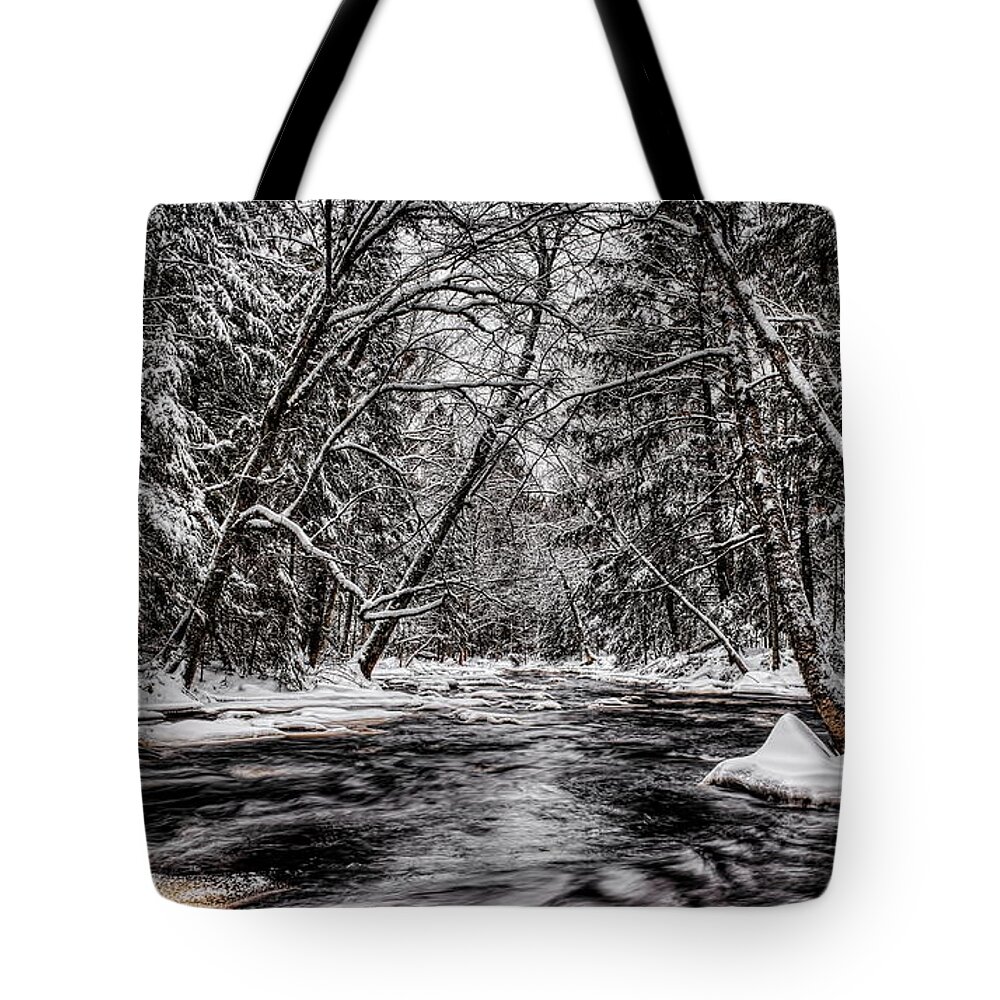 Prairie River Tote Bag featuring the photograph Prairie River Winter Ripples by Dale Kauzlaric