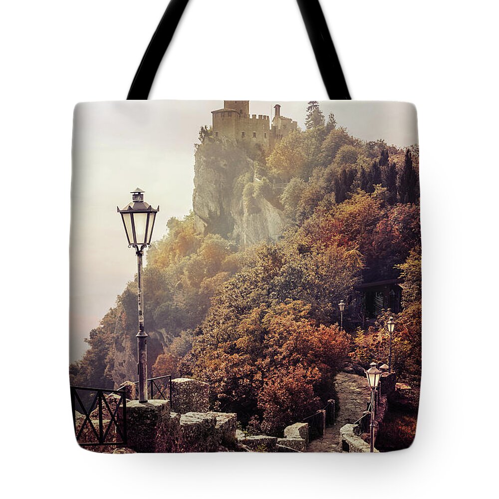 San Marino Tote Bag featuring the photograph Pretty autumn morning in San Marino by Jaroslaw Blaminsky