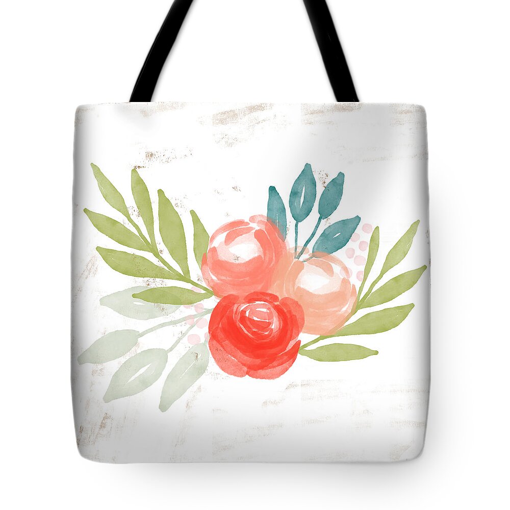 Roses Tote Bag featuring the mixed media Pretty Coral Roses - Art by Linda Woods by Linda Woods