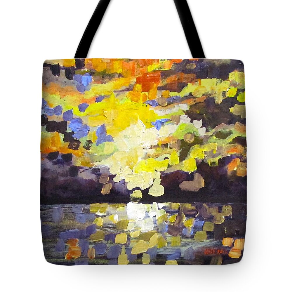 Sky Tote Bag featuring the painting Primarily Yellow sky by Barbara O'Toole