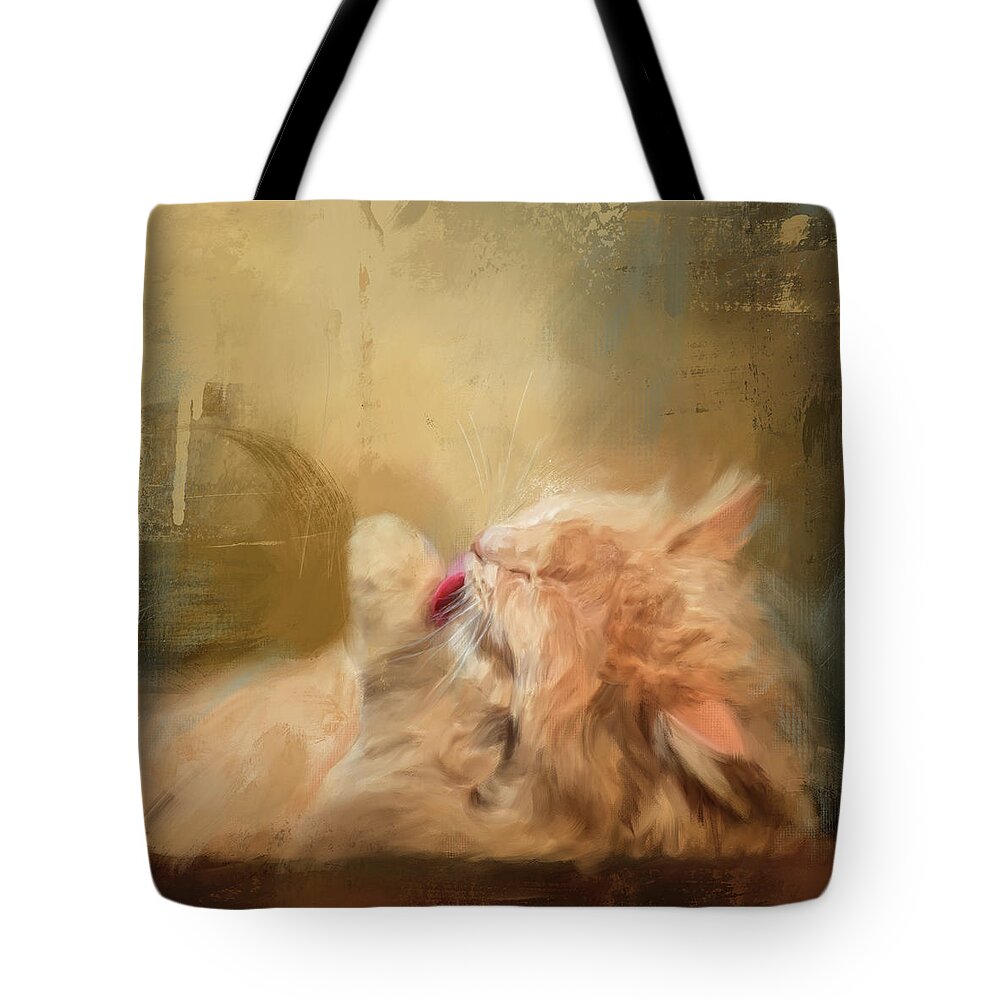 Colorful Tote Bag featuring the painting Primping by Jai Johnson