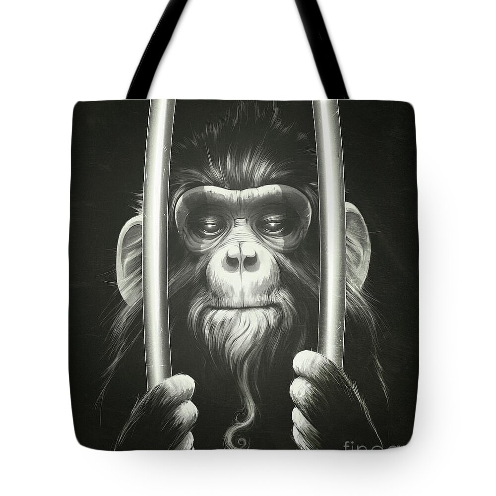 Ape Tote Bag featuring the digital art Prisoner II by Lukas Brezak