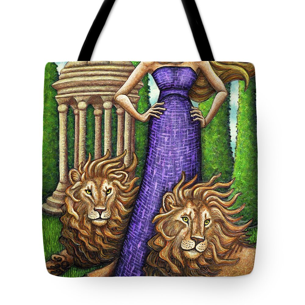 Cat Lady Tote Bag featuring the painting Proud Lions by Amy E Fraser