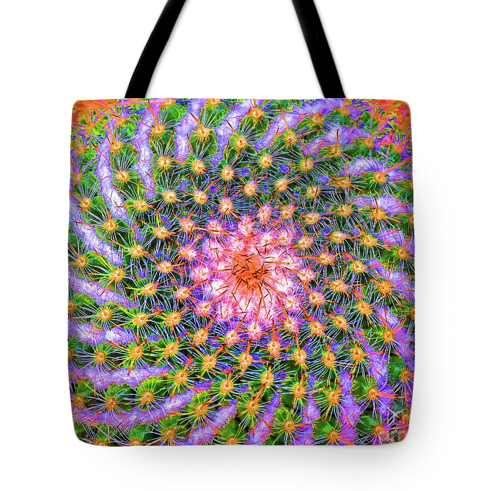 Cactus Tote Bag featuring the photograph Psychedelic by Tiffany Whisler