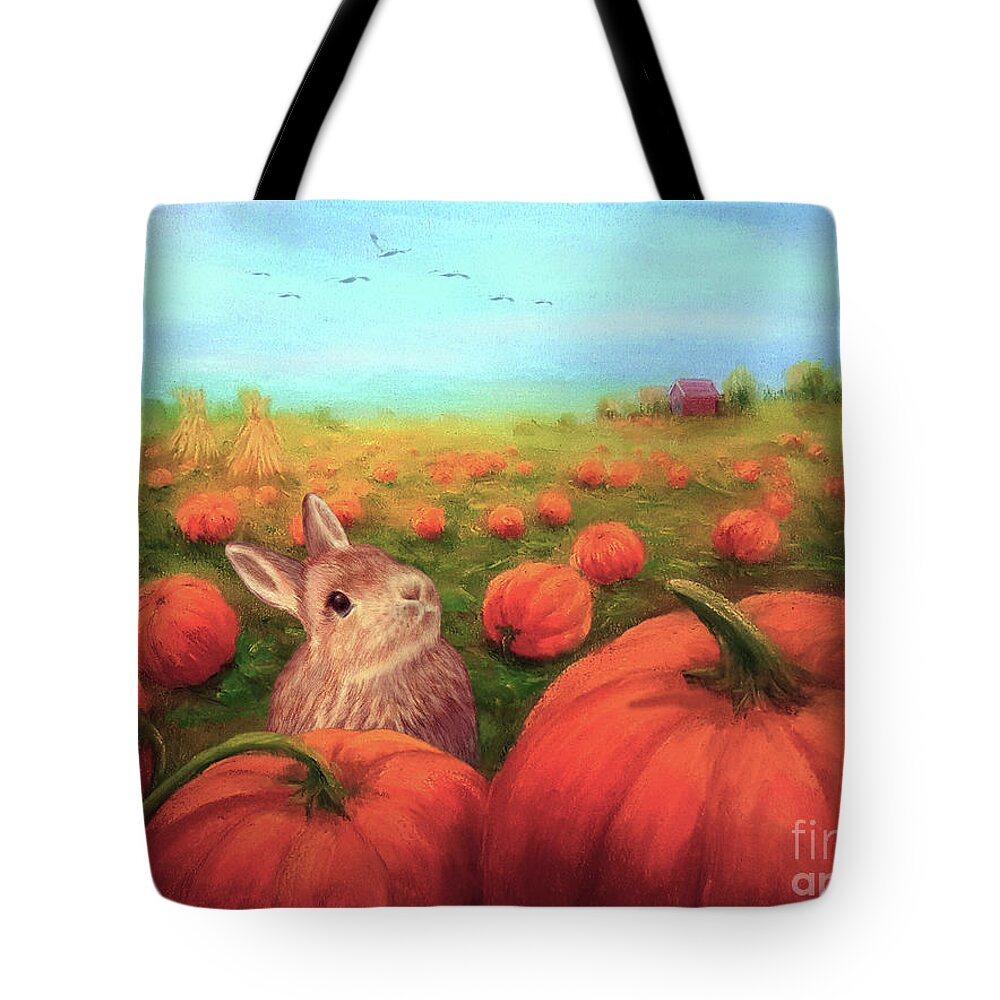Pumpkin Patch Tote Bag featuring the painting Pumpkin Patch by Yoonhee Ko