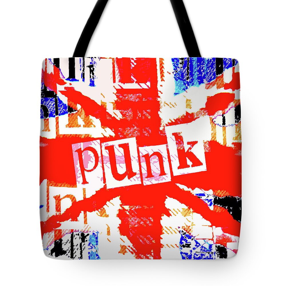 Punk Tote Bag featuring the digital art Punk Union Jack Graphic by Roseanne Jones