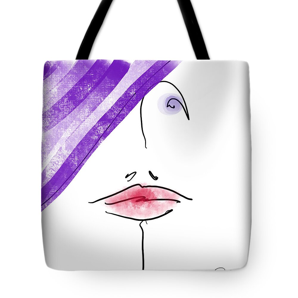 Quiros Tote Bag featuring the digital art Purple Hat by Jeffrey Quiros