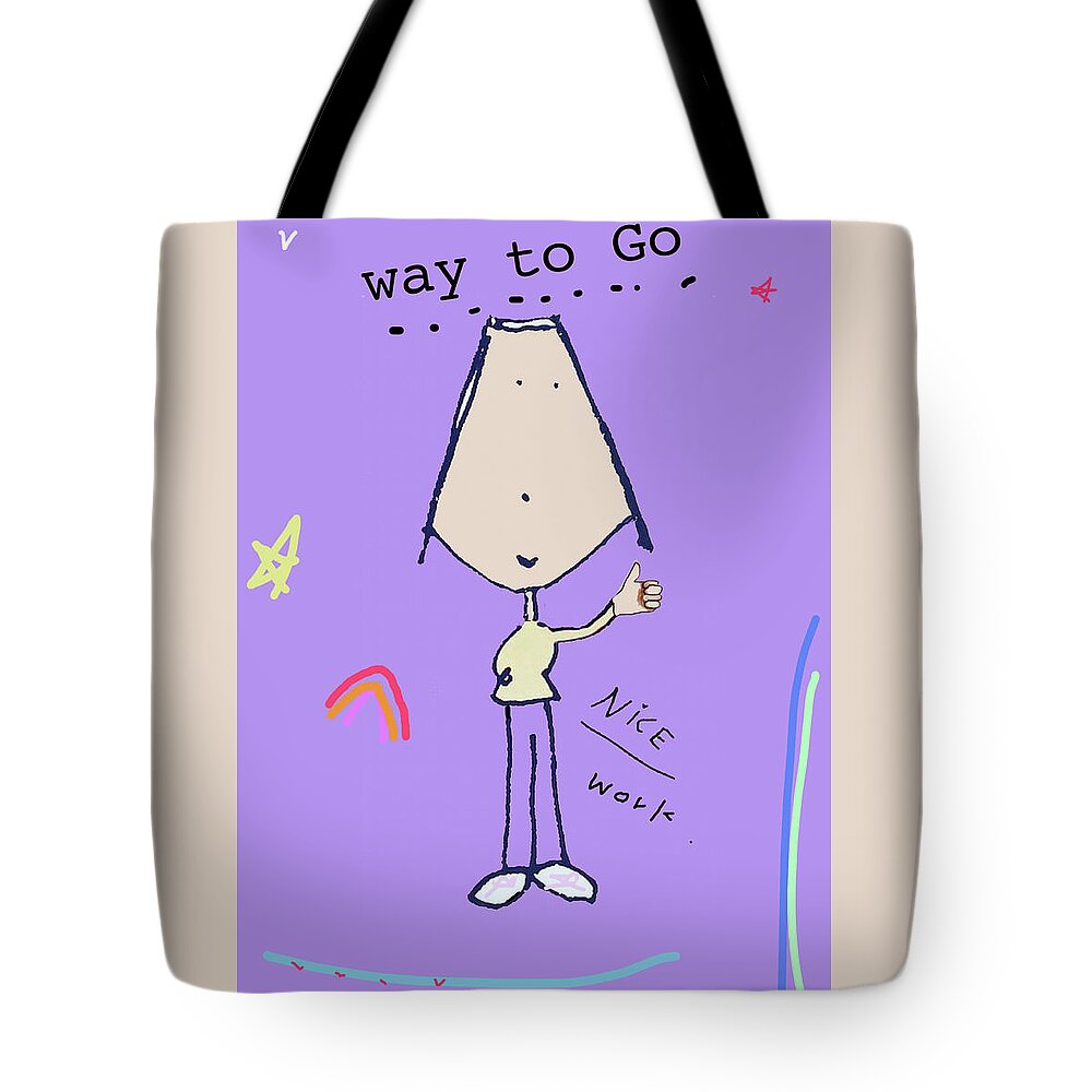 Way To Go Tote Bag featuring the drawing Purple Penelope by Ashley Rice