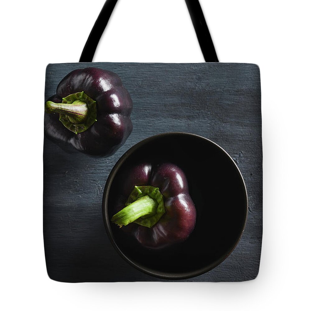 Food Tote Bag featuring the photograph Purple Peppers by Cuisine at Home