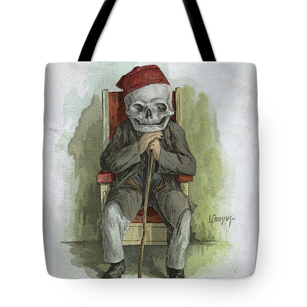 Skeleton Tote Bag featuring the painting Pychology Major by F. Frusius M.D.