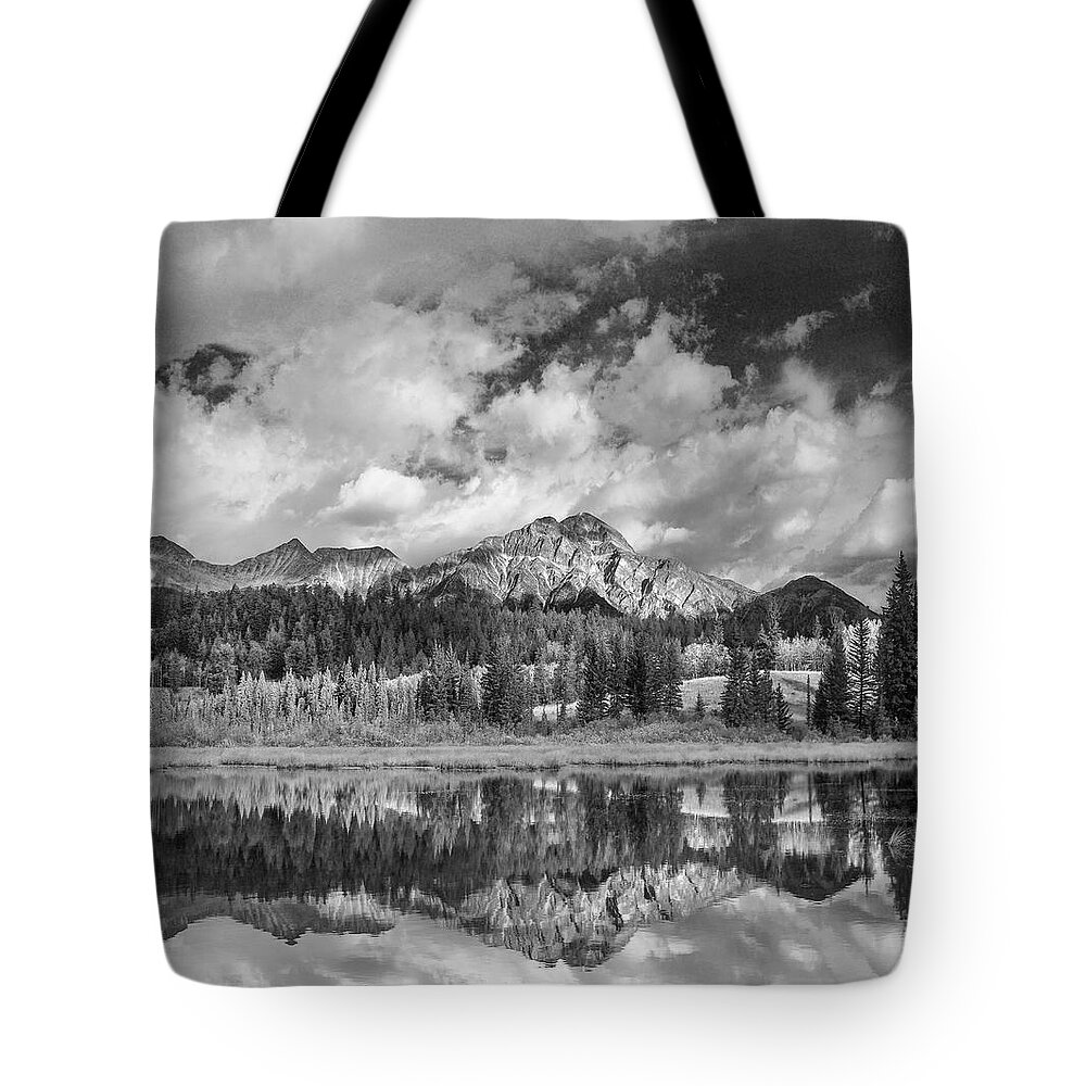 Disk1215 Tote Bag featuring the photograph Pyramid Mountain Reflection by Tim Fitzharris