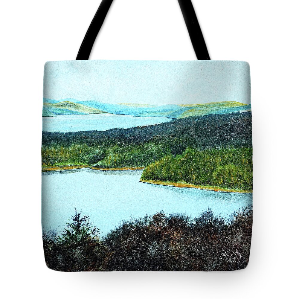 Quabbin Reservoir Tote Bag featuring the painting Quabbin Northwest by Paul Gaj