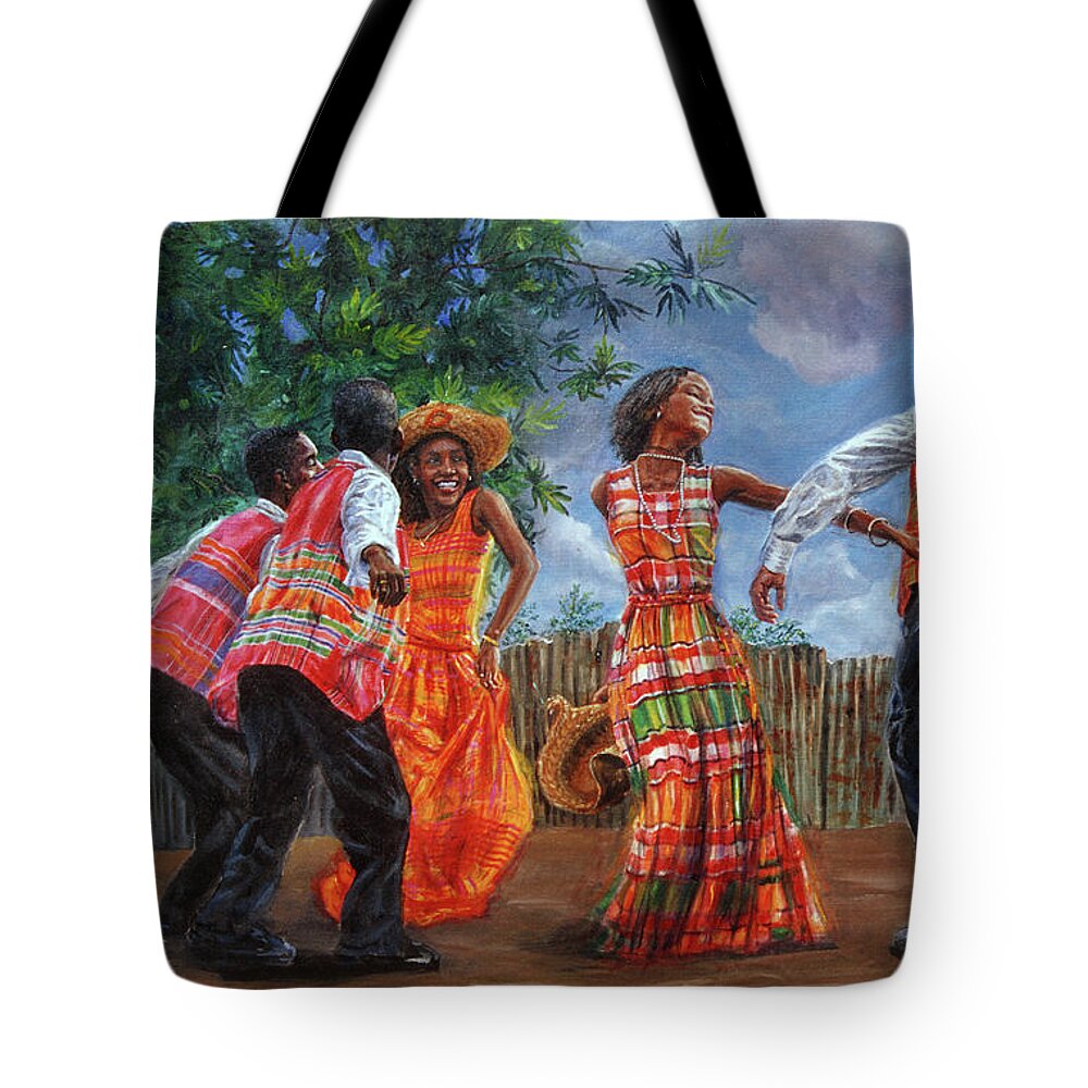 Caribbean Tote Bag featuring the painting Quadrille by Jonathan Gladding