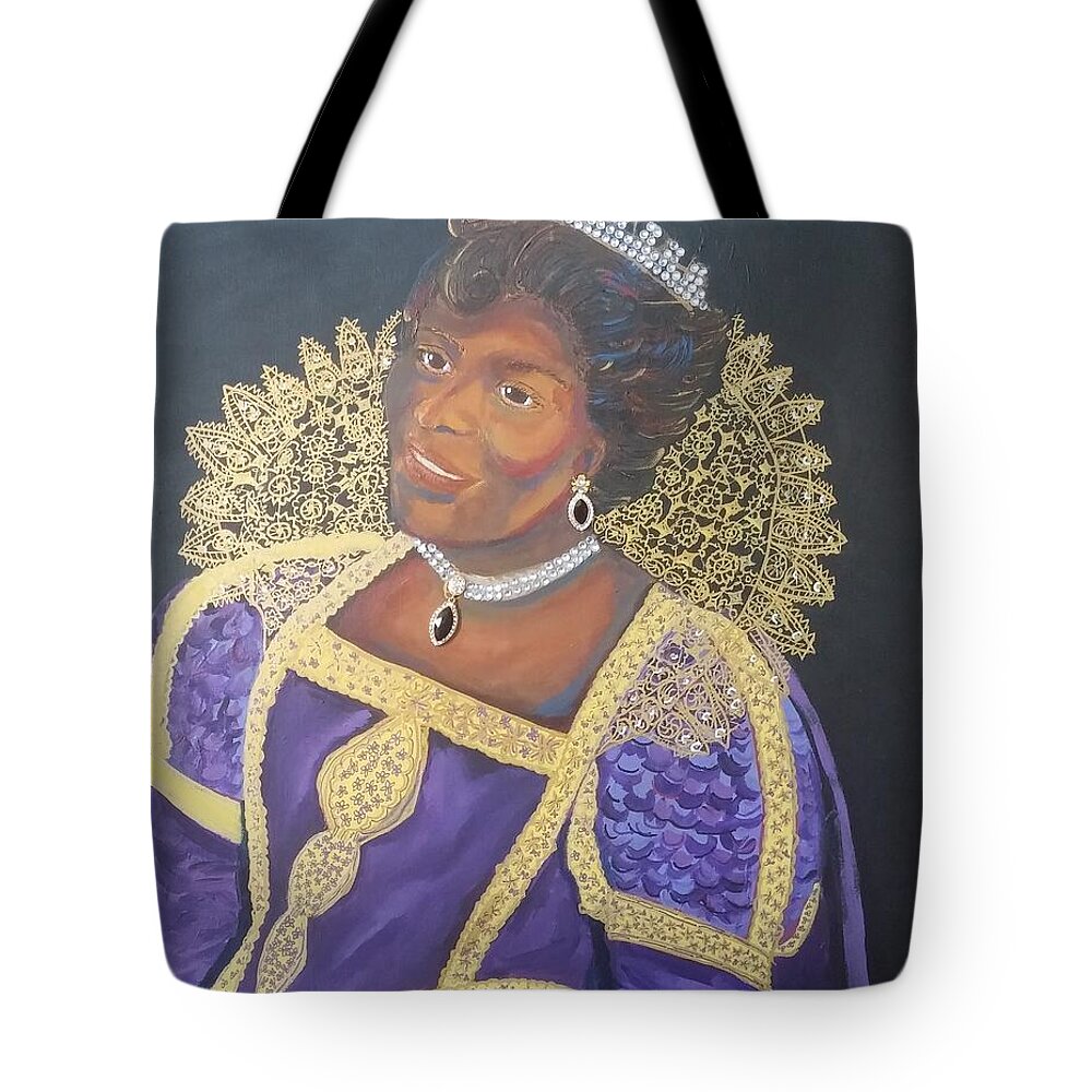 Queen Tote Bag featuring the painting Queen Mother Glory by Jennylynd James