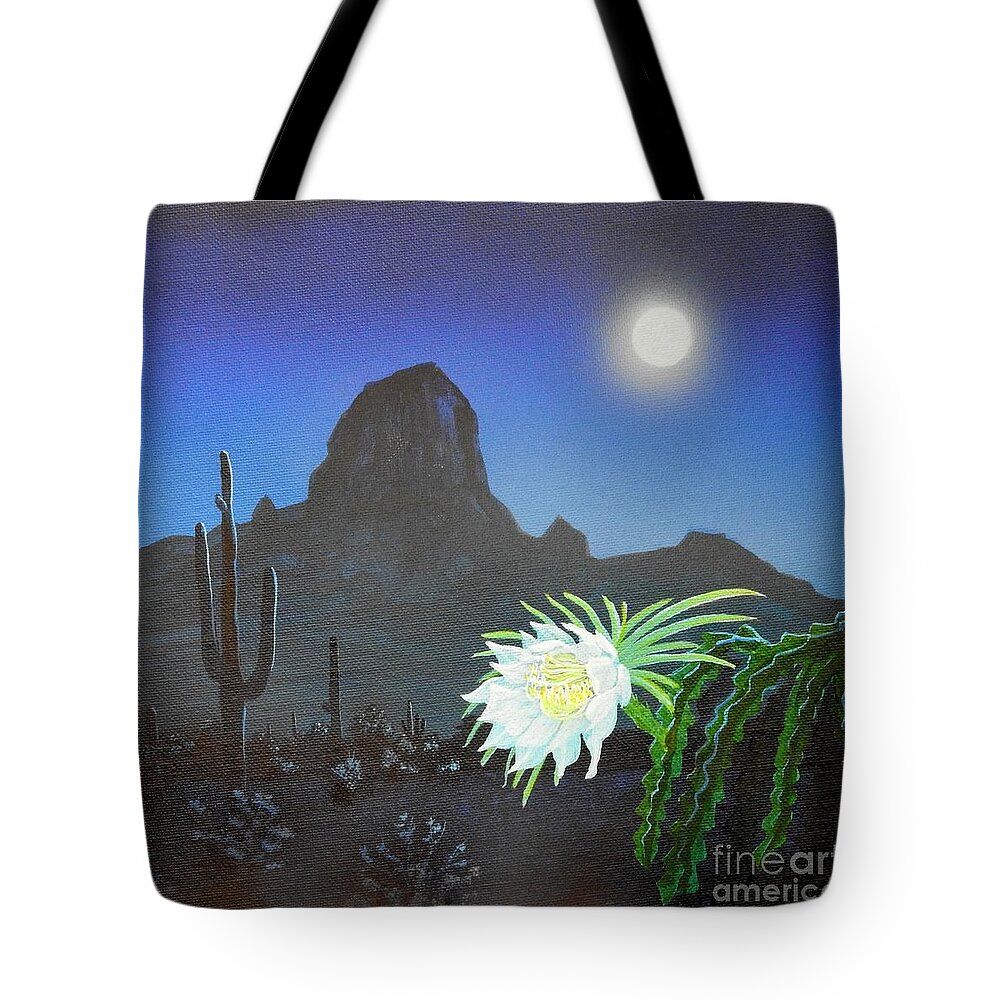 Arizona Tote Bag featuring the painting Queen Of The Night by Jerry Bokowski