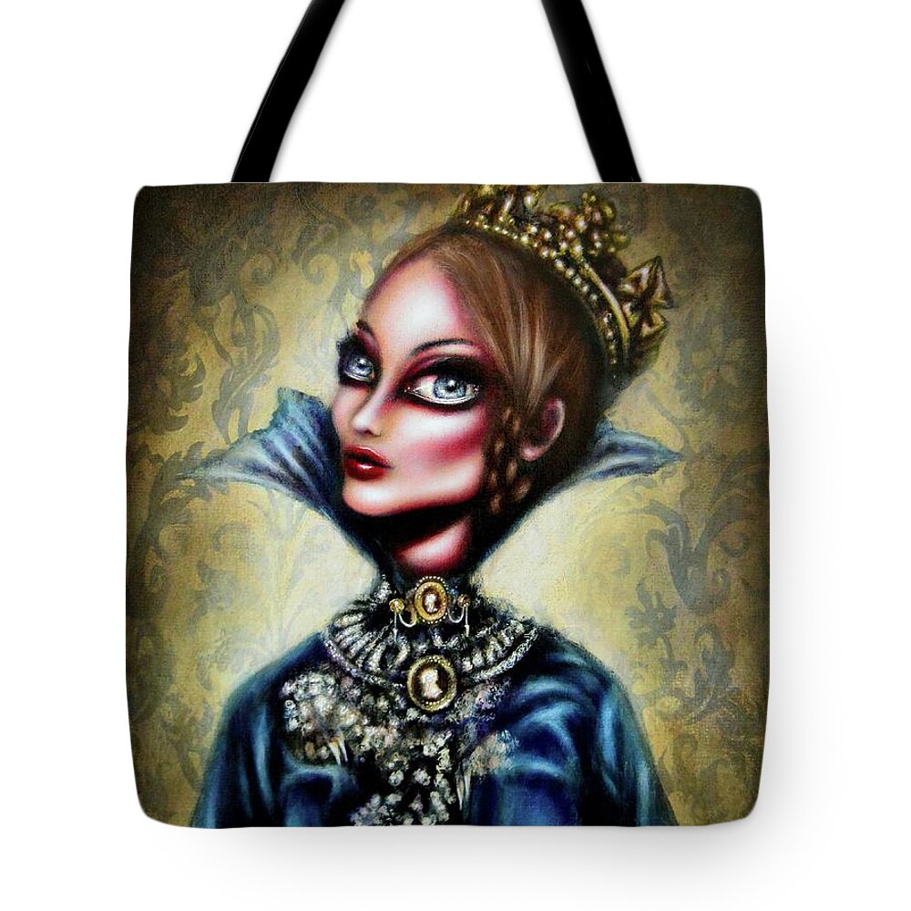 Yellow Tote Bag featuring the painting Queen Victoria and the Corset Era by Tiago Azevedo