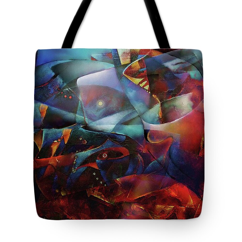 Abstract Mixed Media Tote Bag featuring the mixed media Ragnaroek by Wolfgang Schweizer
