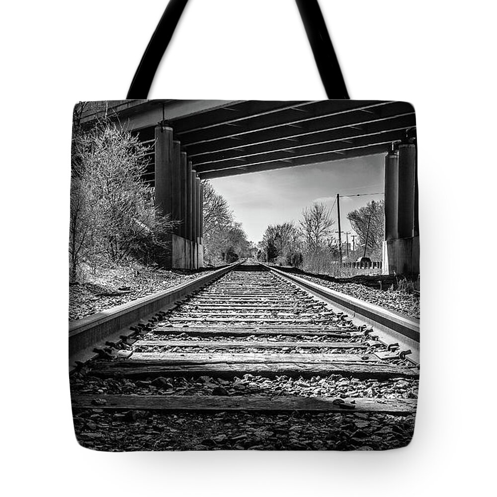 Moorestown Tote Bag featuring the photograph Railroad Tracks by Louis Dallara
