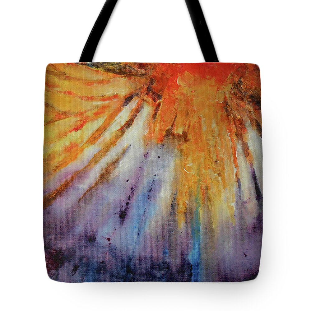 Abstract Tote Bag featuring the painting Rainbow Abstract Series 1 by Jane See