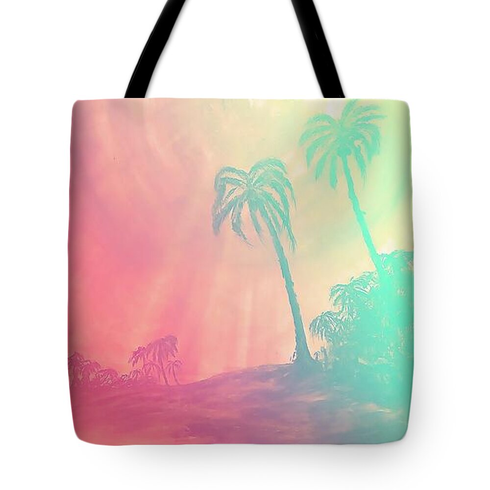 Sunset Beach Tote Bag featuring the painting Hawaiian Anuenue by Michael Silbaugh