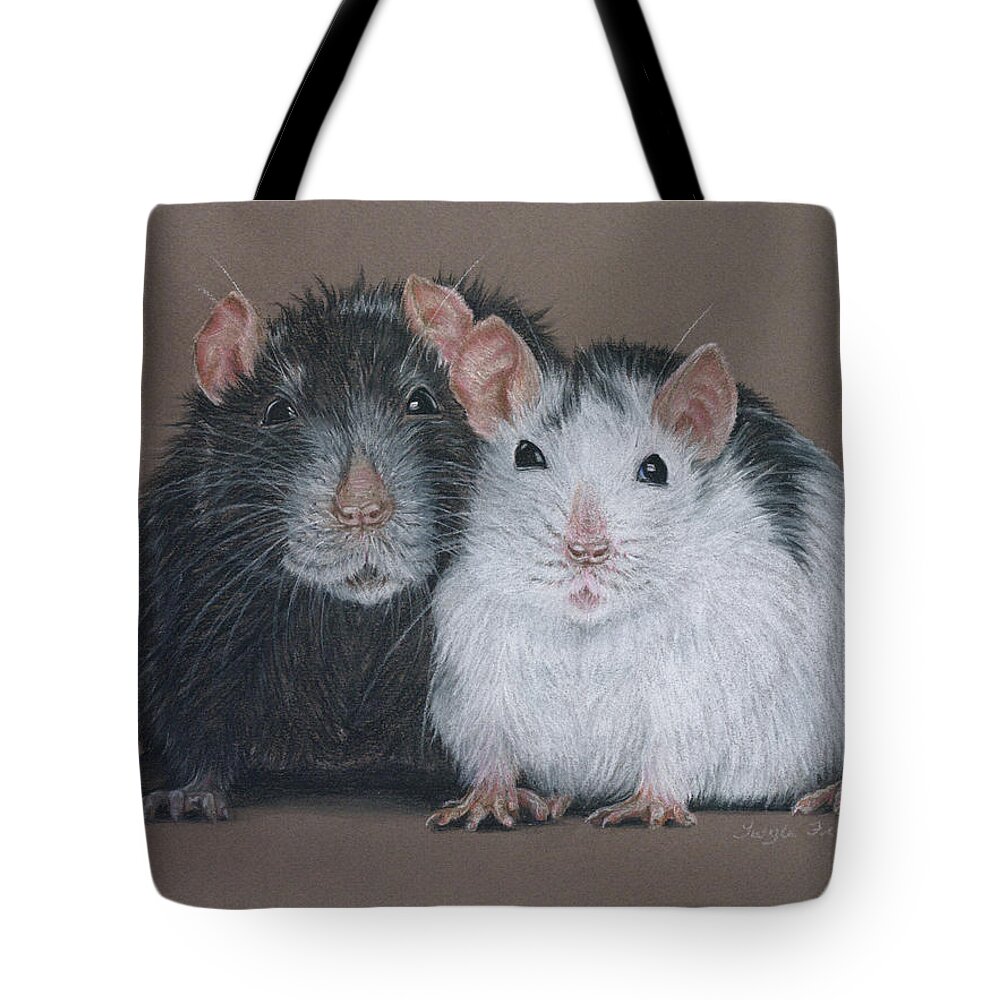 Rat Tote Bag featuring the drawing Rats by Twyla Francois