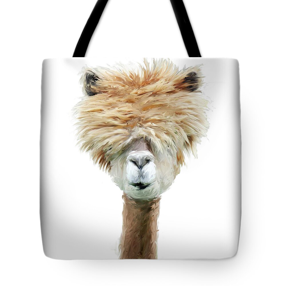 Llamas Tote Bag featuring the mixed media Read what eye chart by Brenda Leedy