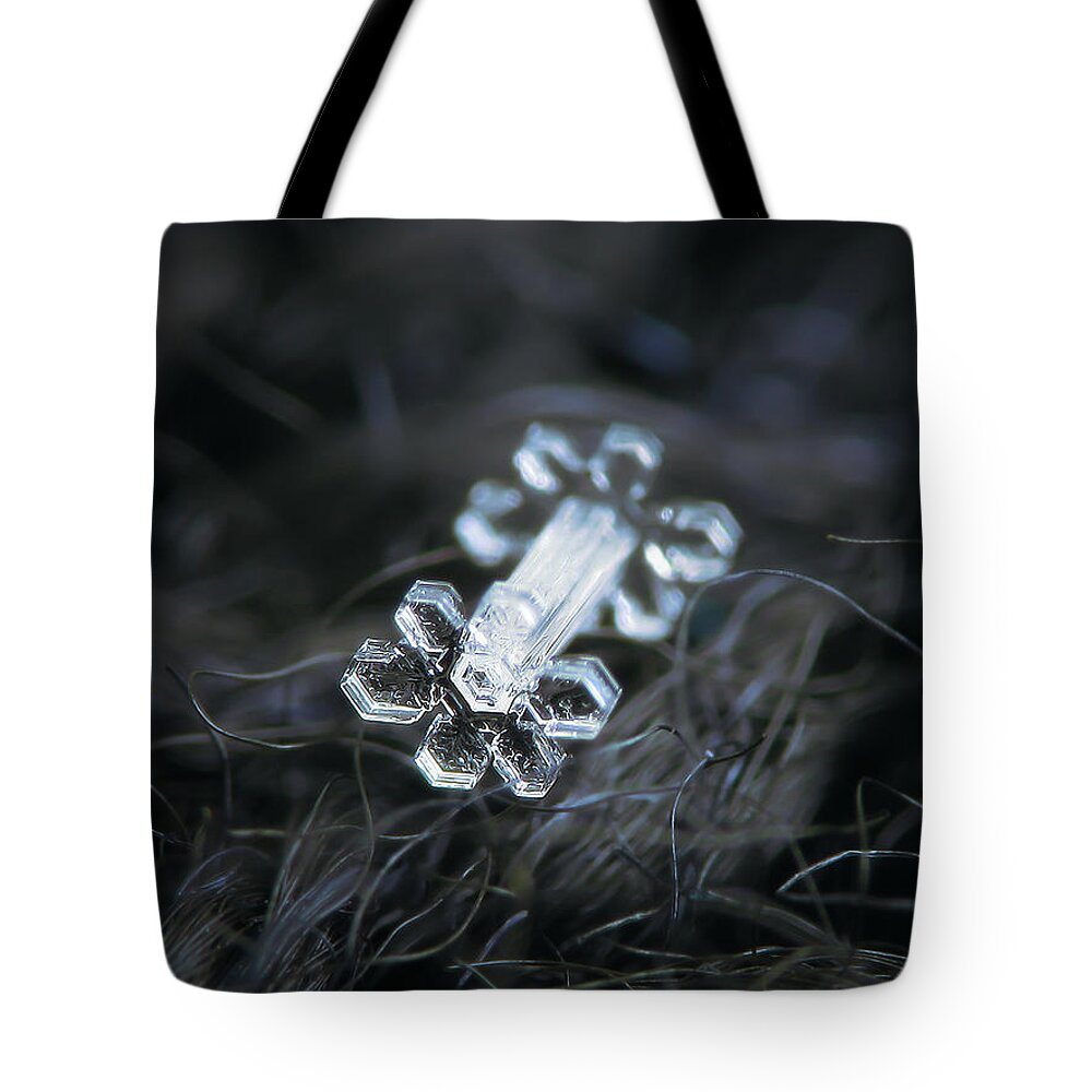 Snowflake Tote Bag featuring the photograph Real snowflake - 27-Jan-2019 - 1 by Alexey Kljatov