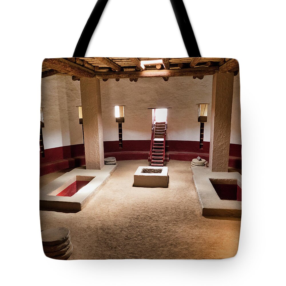 Pueblo Cultures Tote Bag featuring the photograph Reconstructed Kive, Aztec Ruin, NM by Segura Shaw Photography